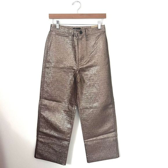 Madewell Emmett Wide-Leg Crop Pants in Metallic - Picture 3 of 9